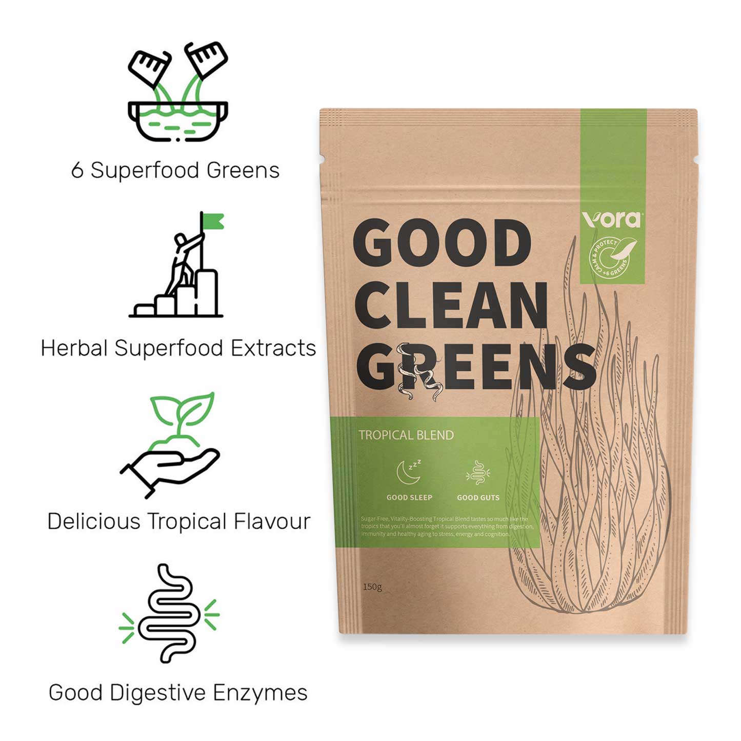 
                  
                    GOOD CLEAN GREENS - Tropical Blend - 150g
                  
                