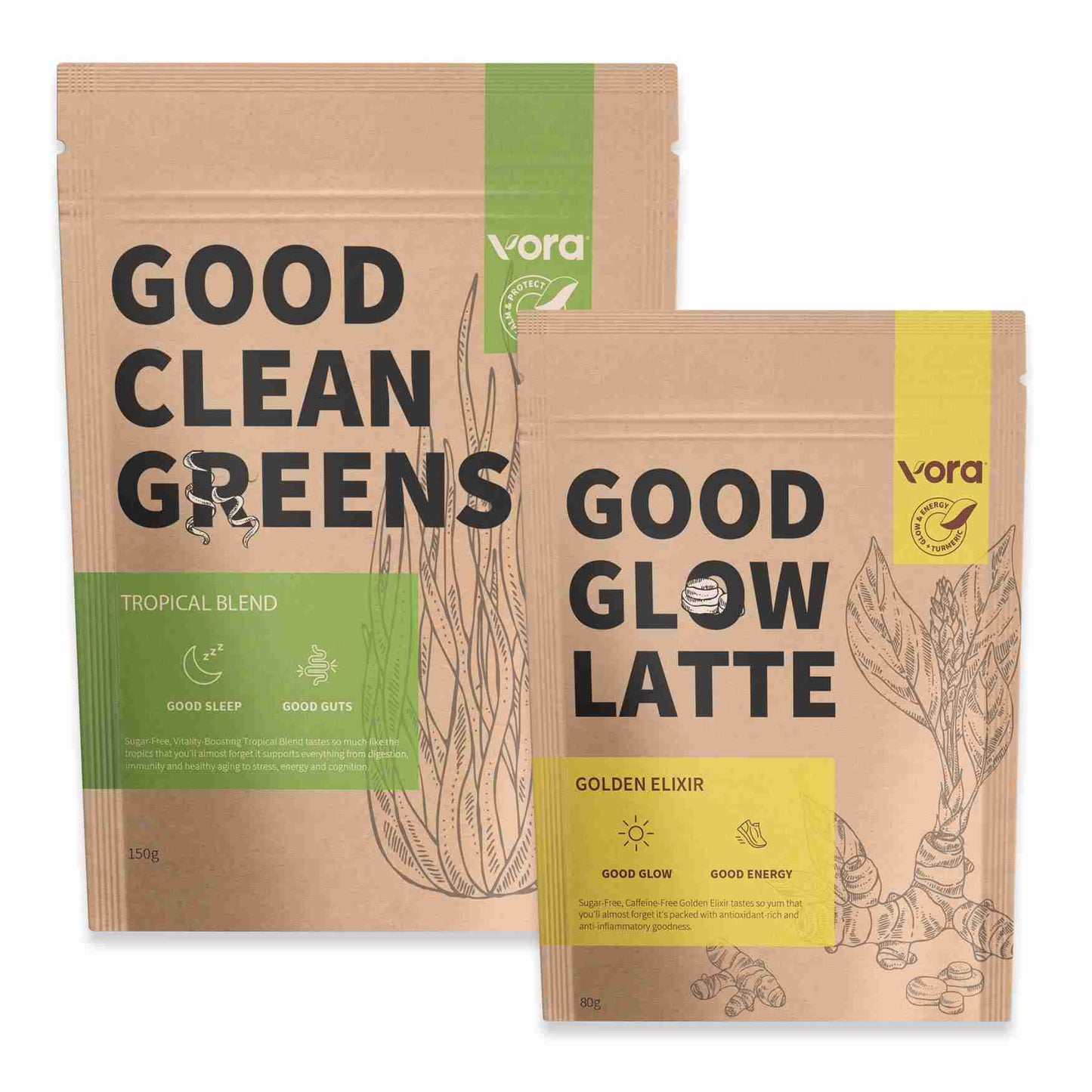 good clean greens and good glow latte